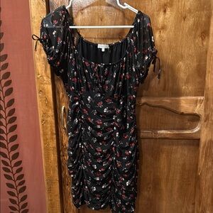 Ultra Flirt Black Bodycon Mini Dress with Puff Sleeves